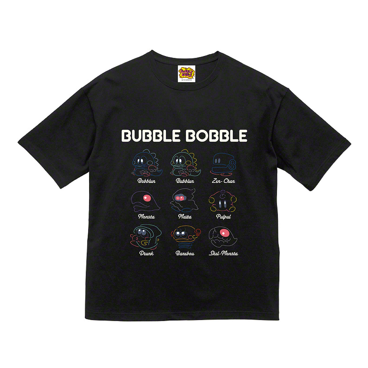 バブルボブル　ビッグシルエットTシャツ　ブラック