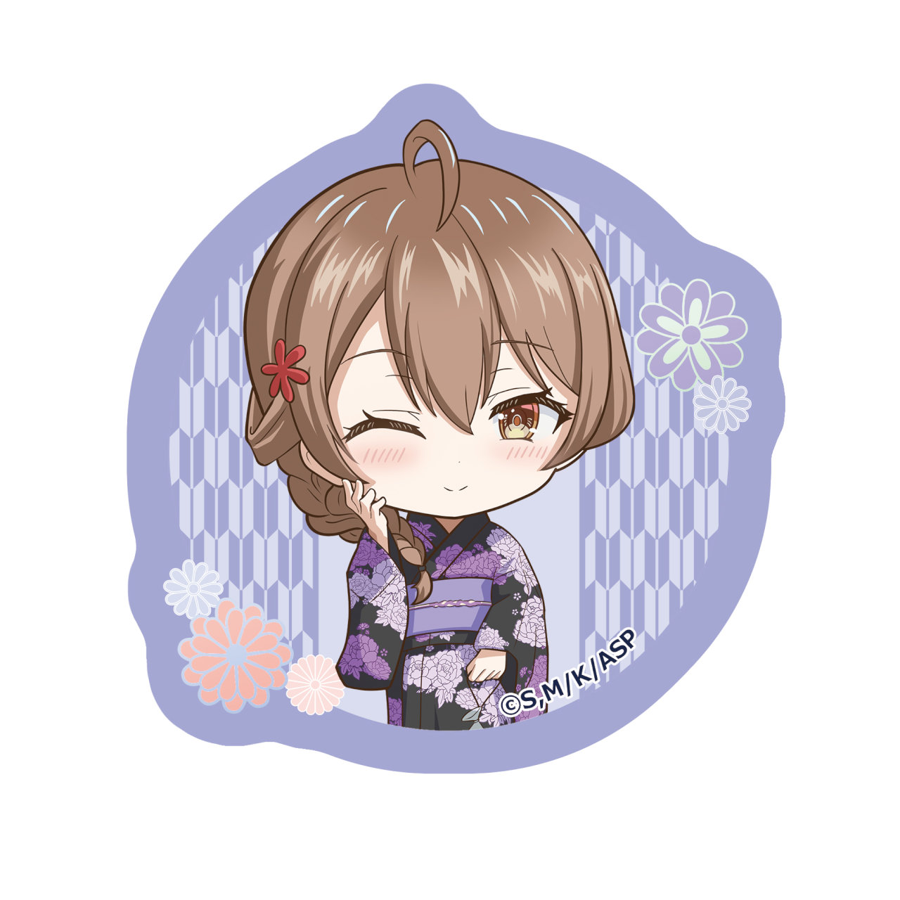 【描き起こし】ダイカットクッションコースター　マーシャ(浴衣)