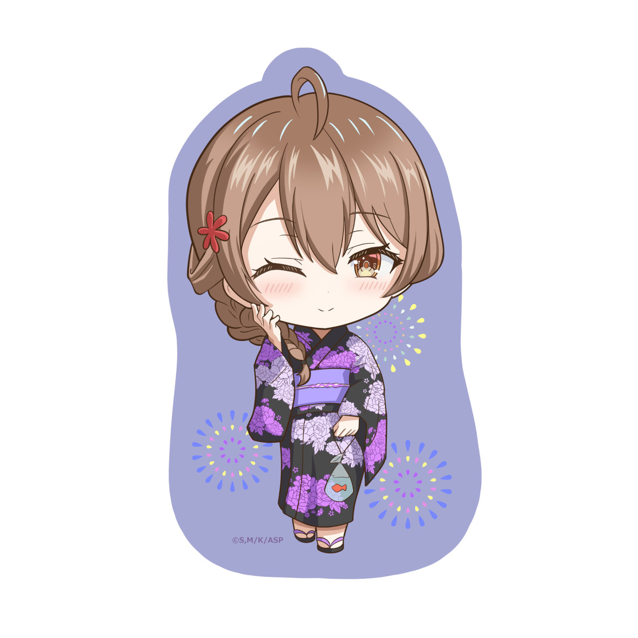 【描き起こし】ダイカットビッグマウスパッド　マーシャ(浴衣)